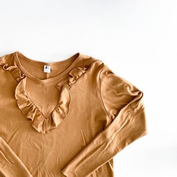 The Kindred Studio (Little & Lively) Mustard Ruffled Top Women's Size Large - Picture 2 of 5